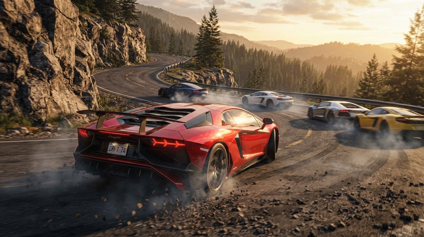 Race rivals on a mountain road