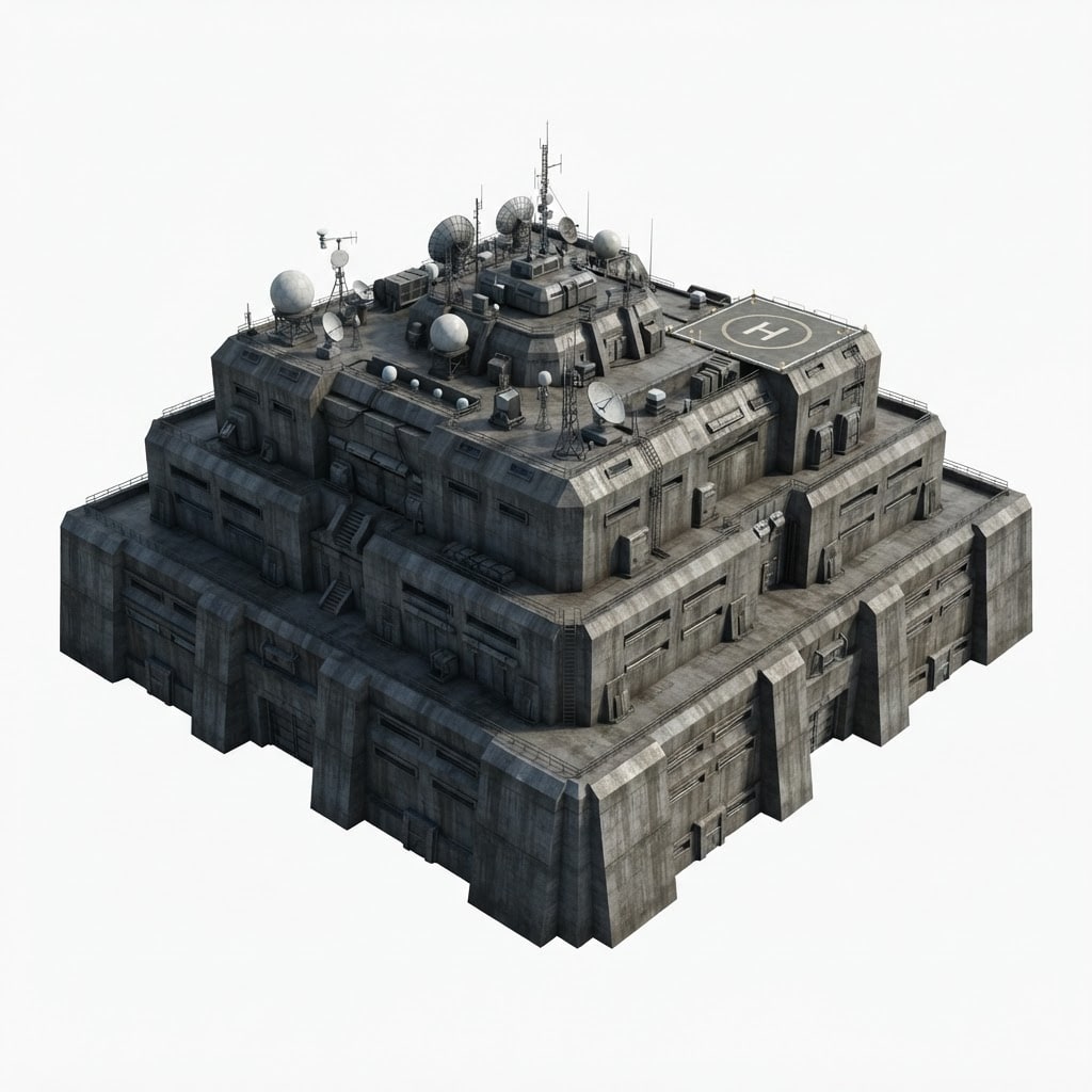 Image: Game asset concept: the central keep of a massive