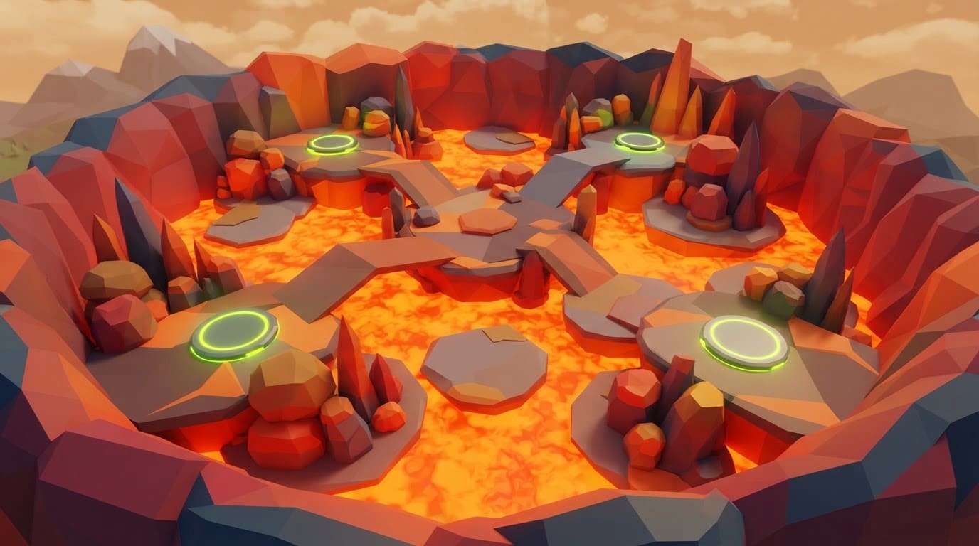 Vulcão de lava low-poly