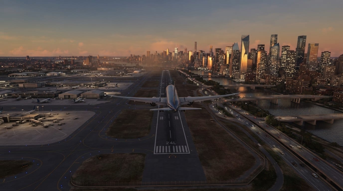Megacity downtown skyline airport