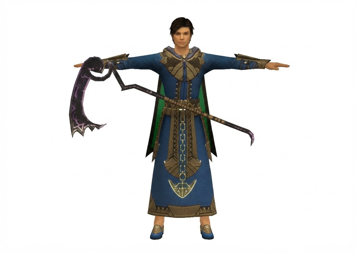 Full body T-pose front view of an adult human male warrior, athletic muscular heroic proportions, broad shoulders, defined chest and arms, handsome stylized fac