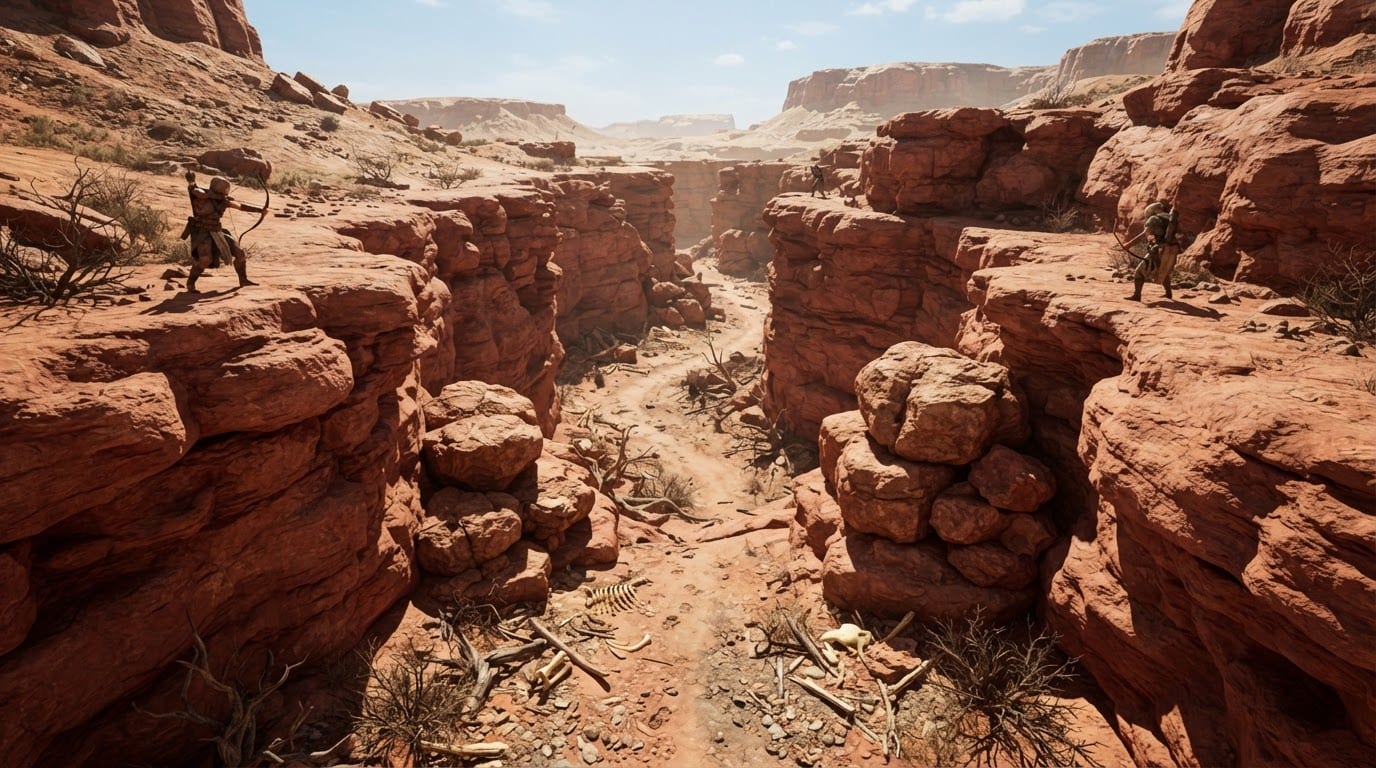 Désert de sable rouge et canyons