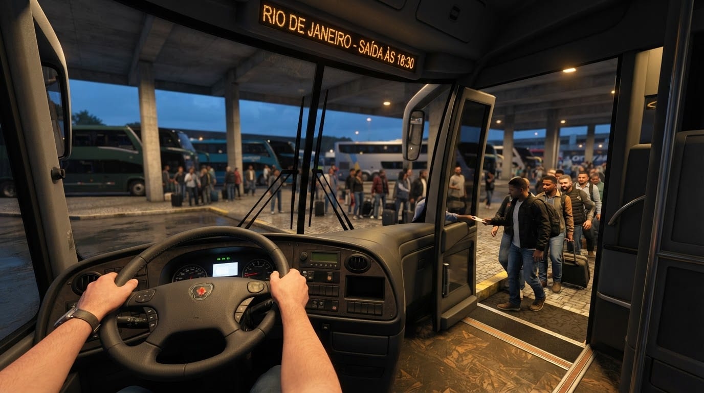 Embarca passageiros na rodoviária