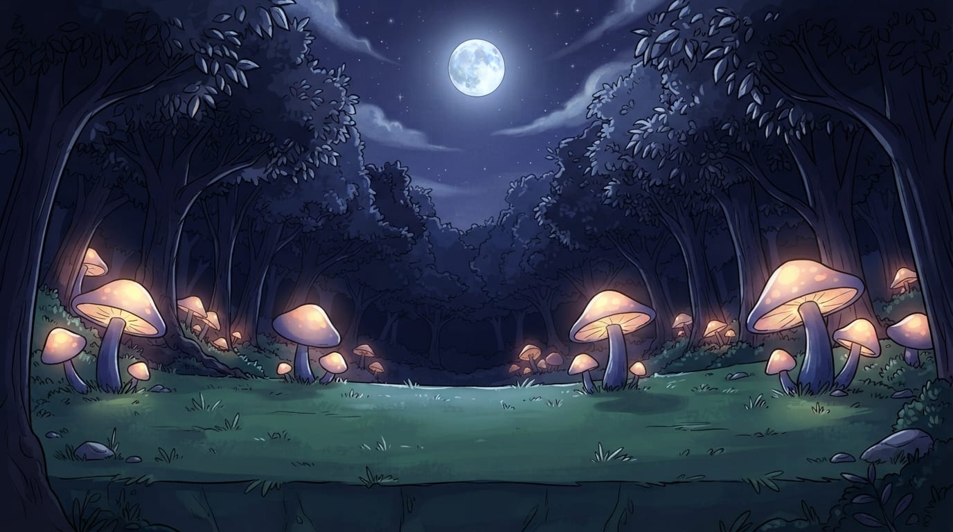 Moonlit forest clearing