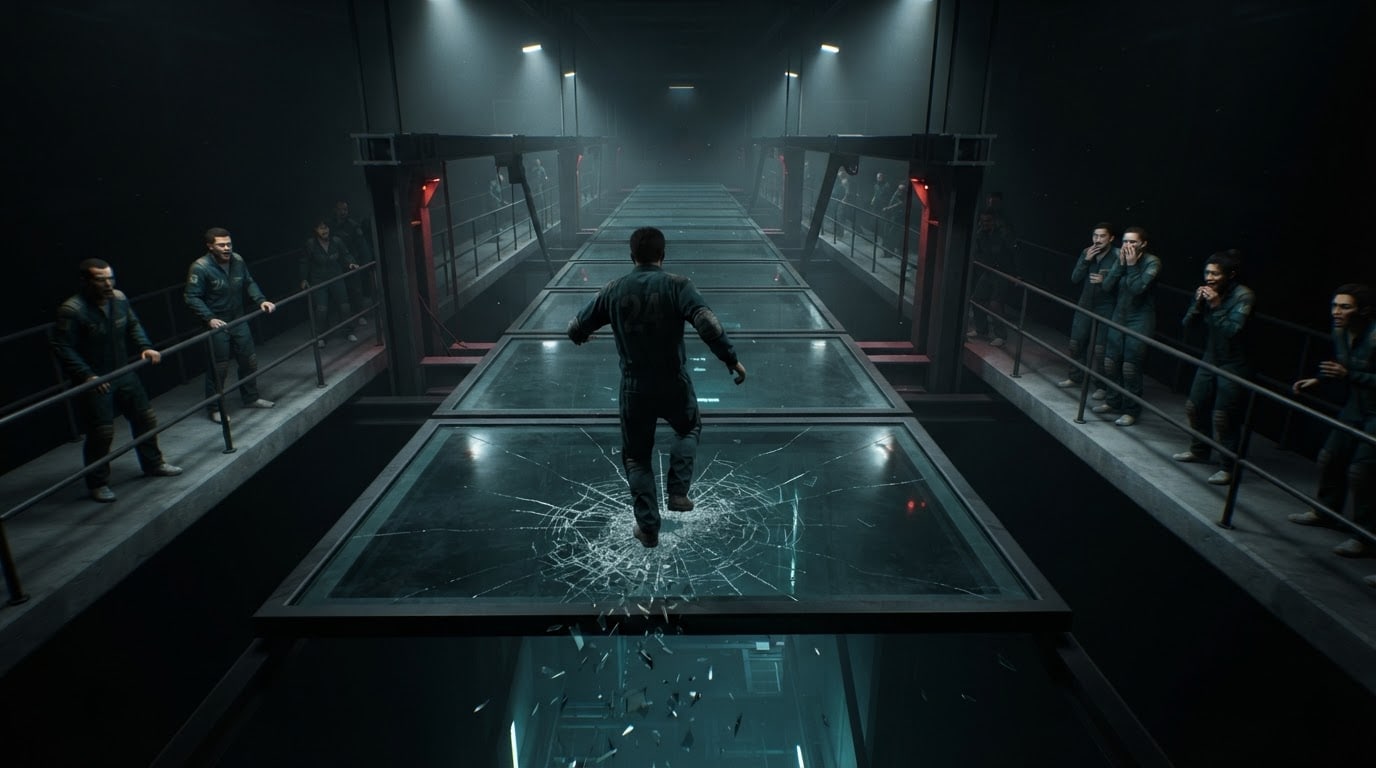 Step across the glass bridge