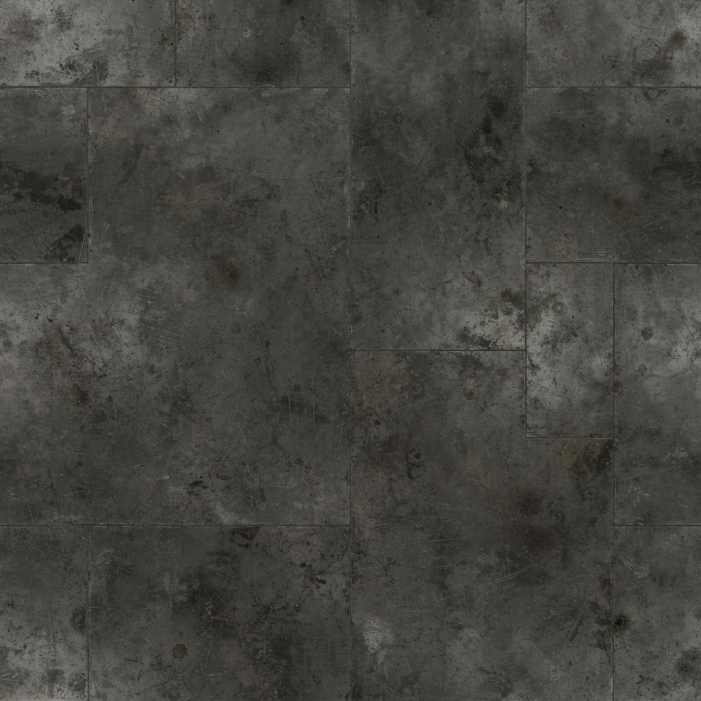 Image: dark oily industrial foundry floor, matte dark gre