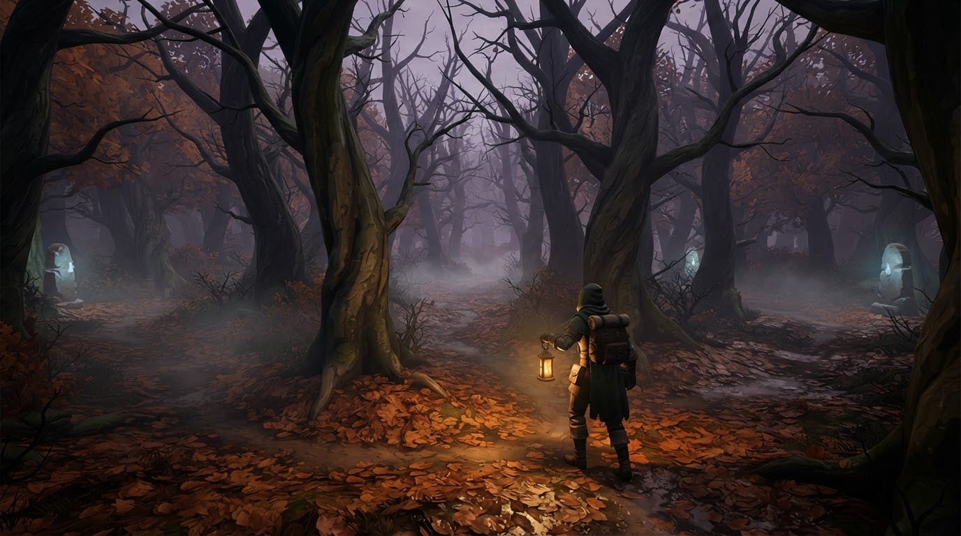 La forêt d'automne brûmeuse