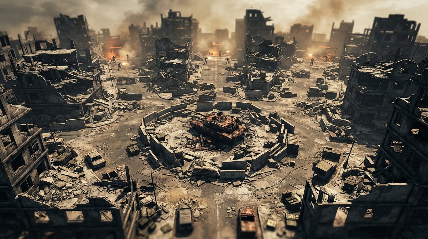 Devastated Urban War Zone
