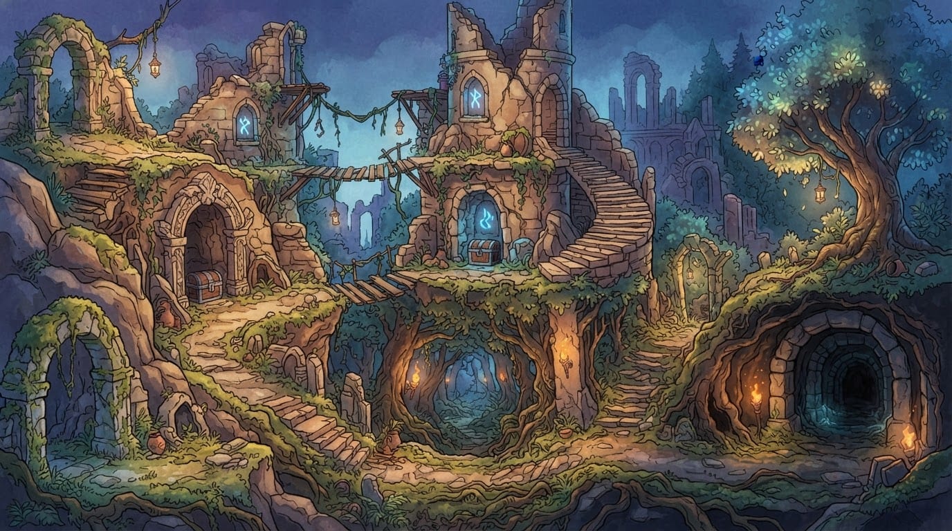 Explore ruins and loot treasures