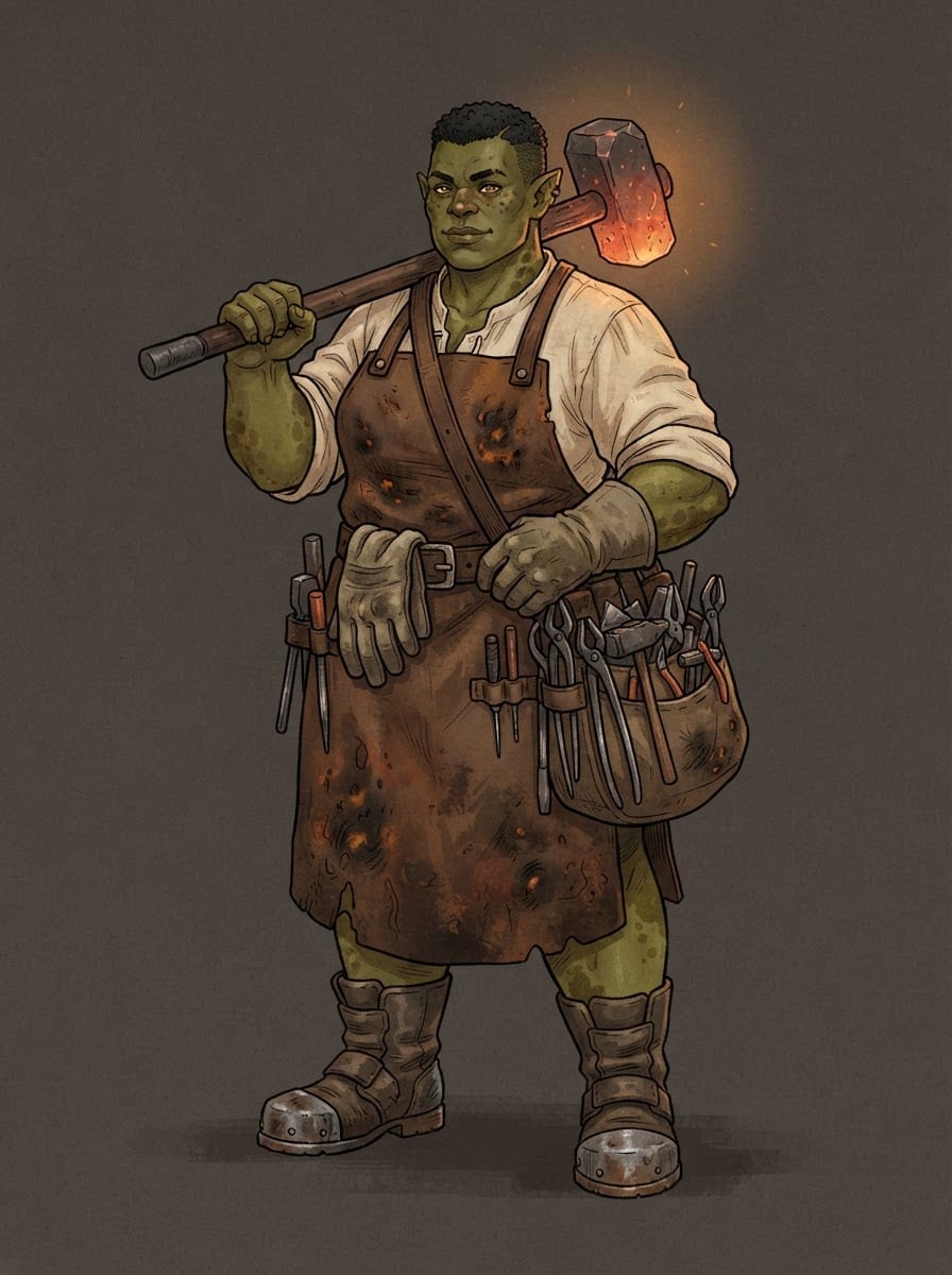 A proud orcish blacksmith