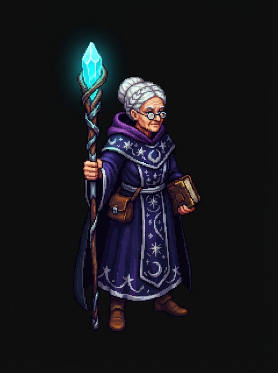Maga anciana con bastón