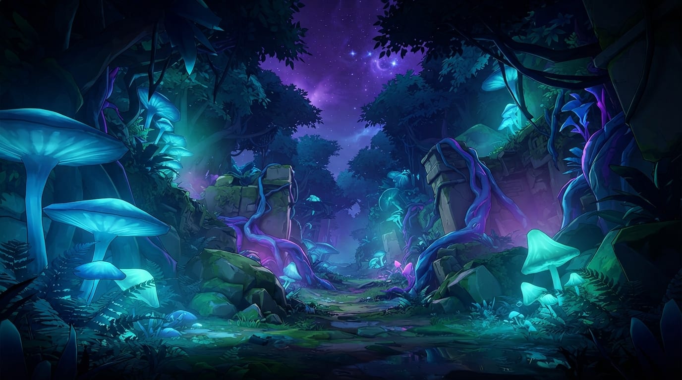 Selva alienígena bioluminiscente