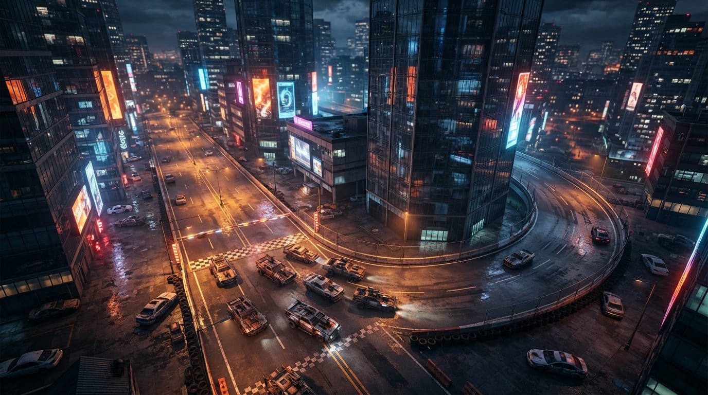 Neon city night circuit