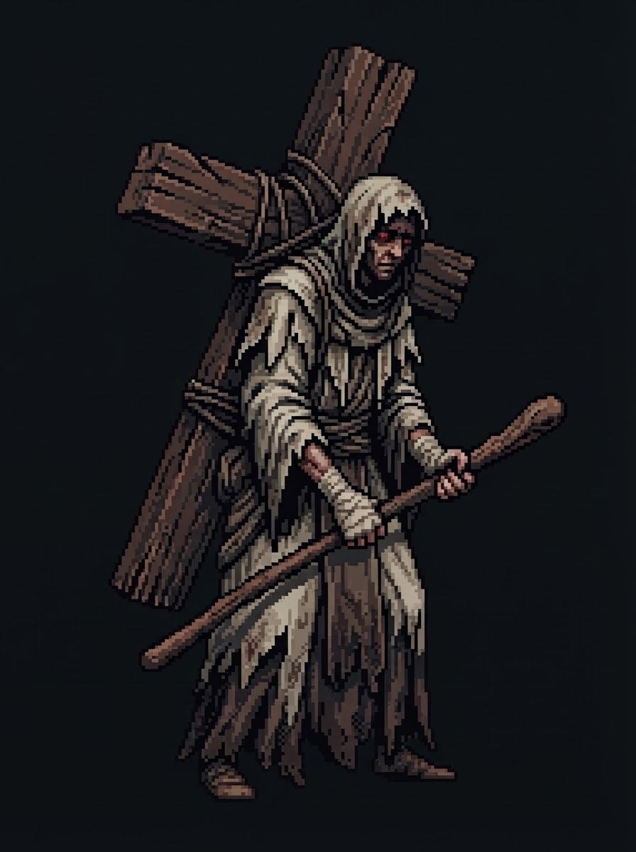 The Condemned Pilgrim — hand-crafted pixel