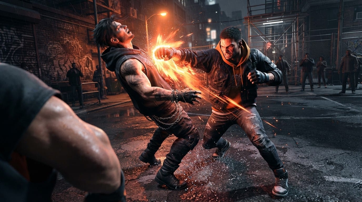 Trade blows in a streetfight