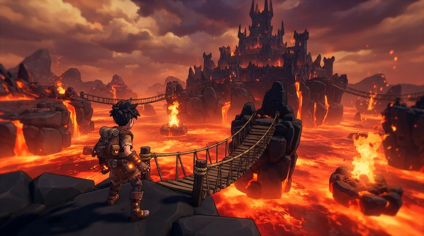 Volcanic lava island chain