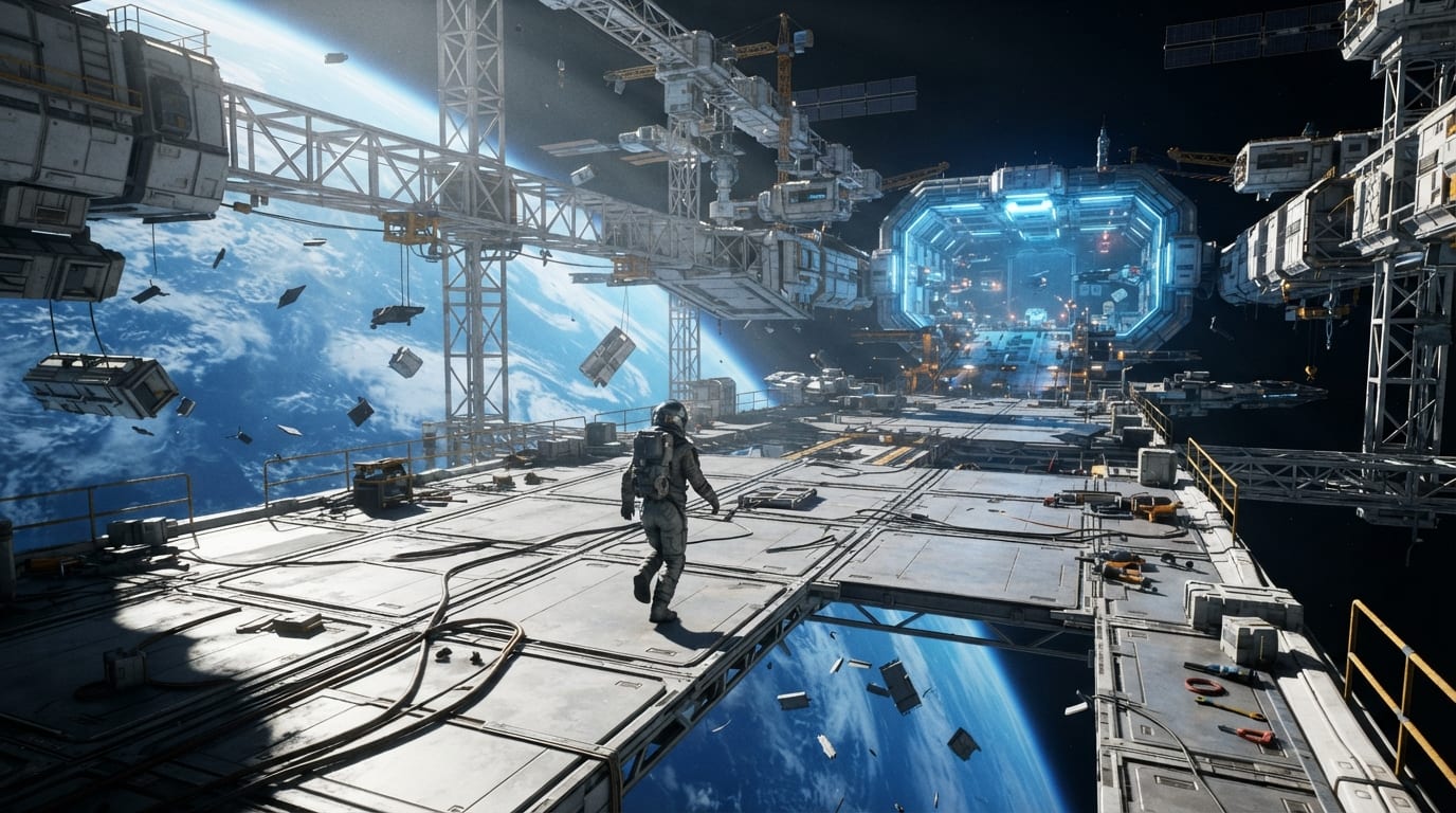 Estación espacial en órbita