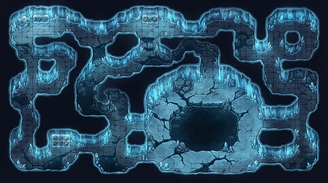 Frozen underground ice caverns