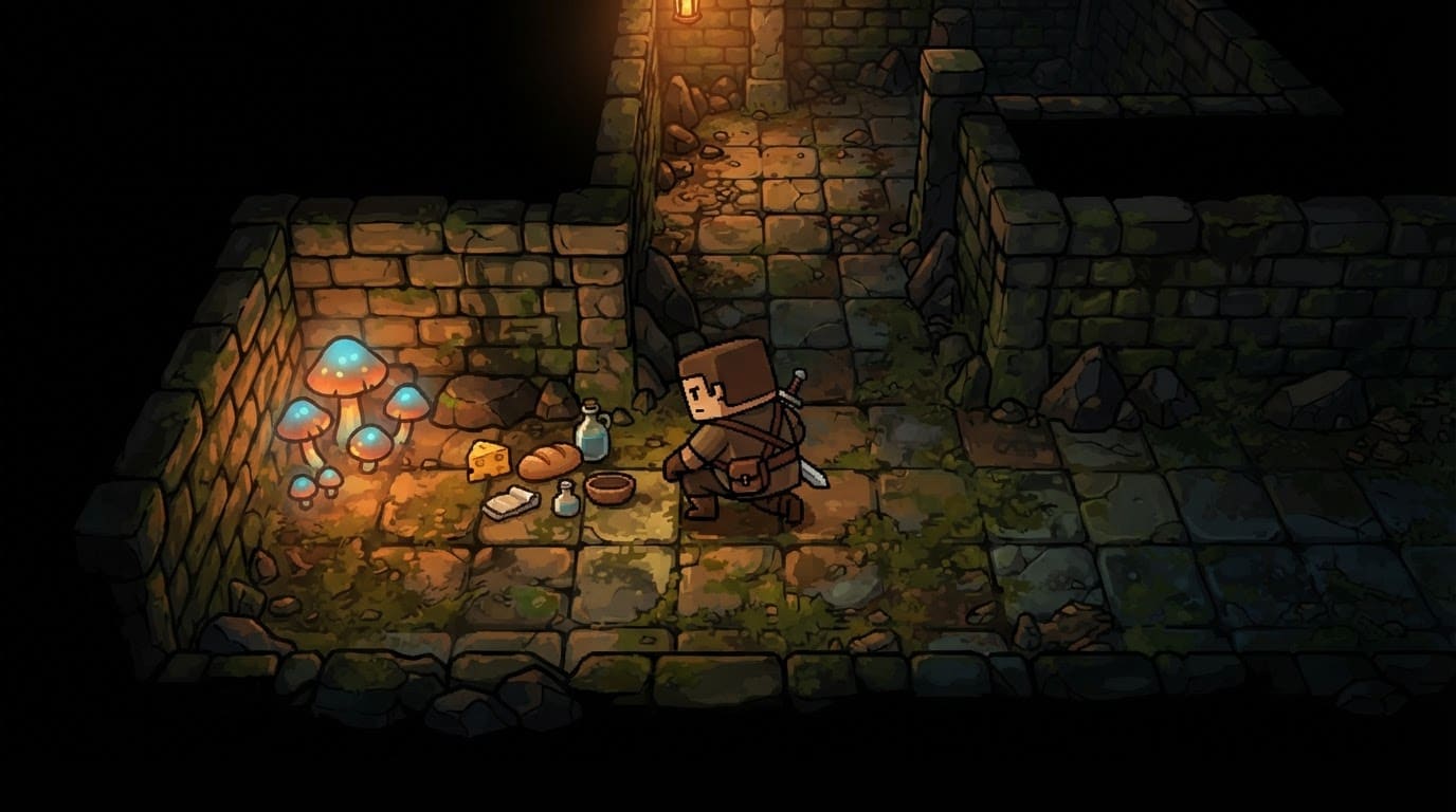 Gathering food near camp