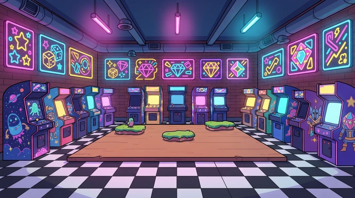 Neon arcade basement