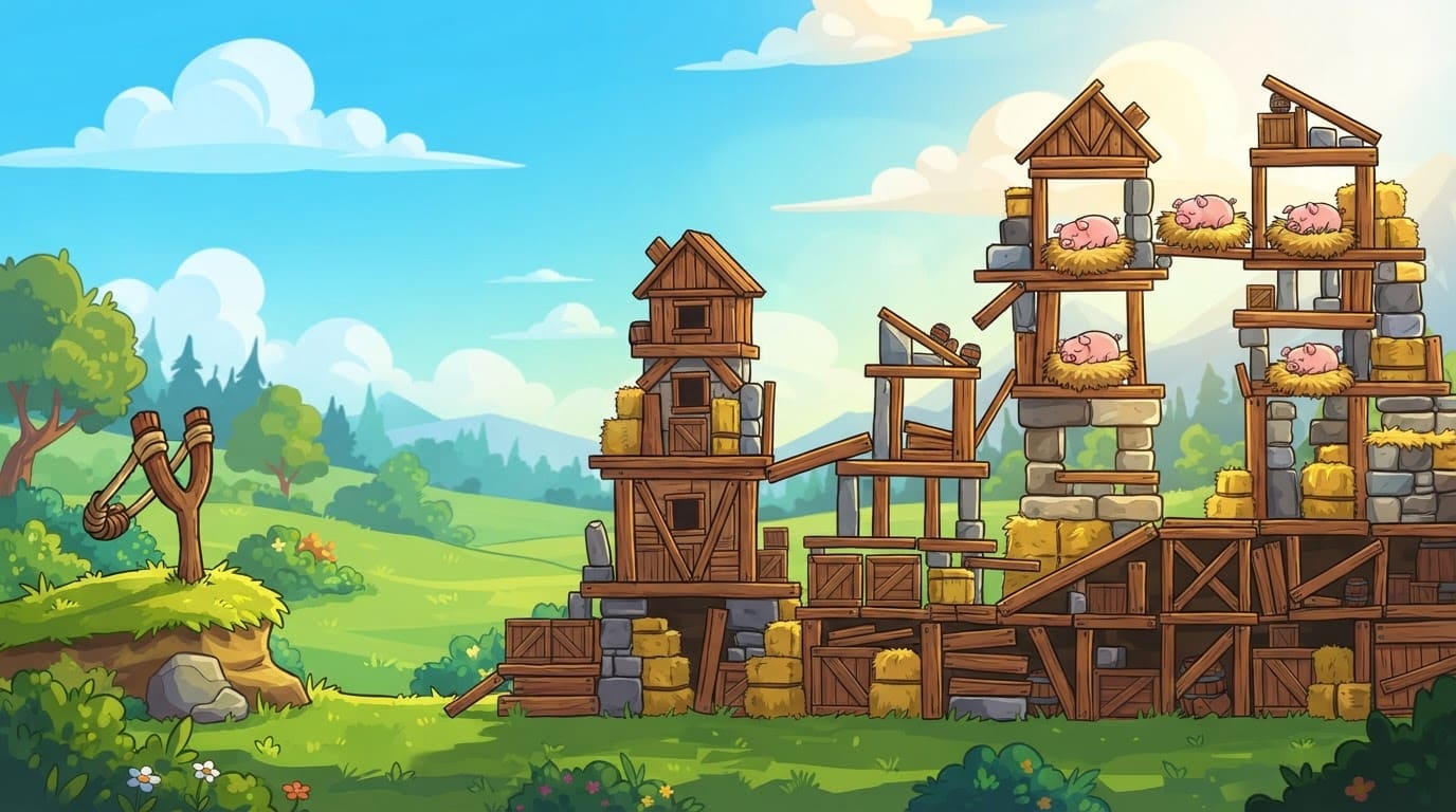 Granja soleada con heno