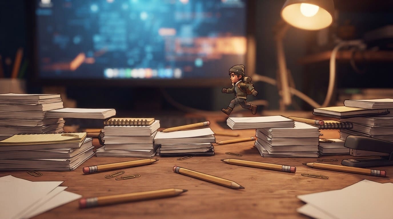 Cluttered animator desk