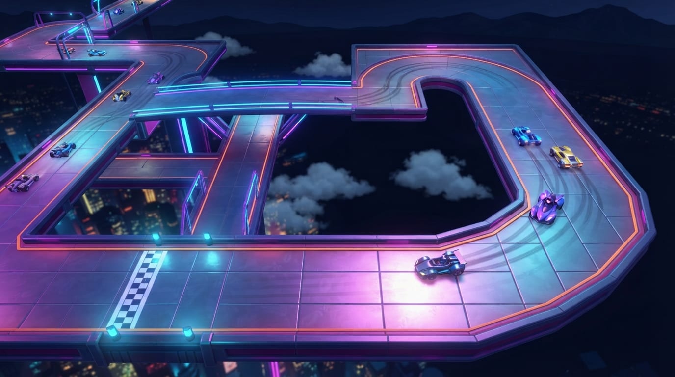 Neon cloud city skyway