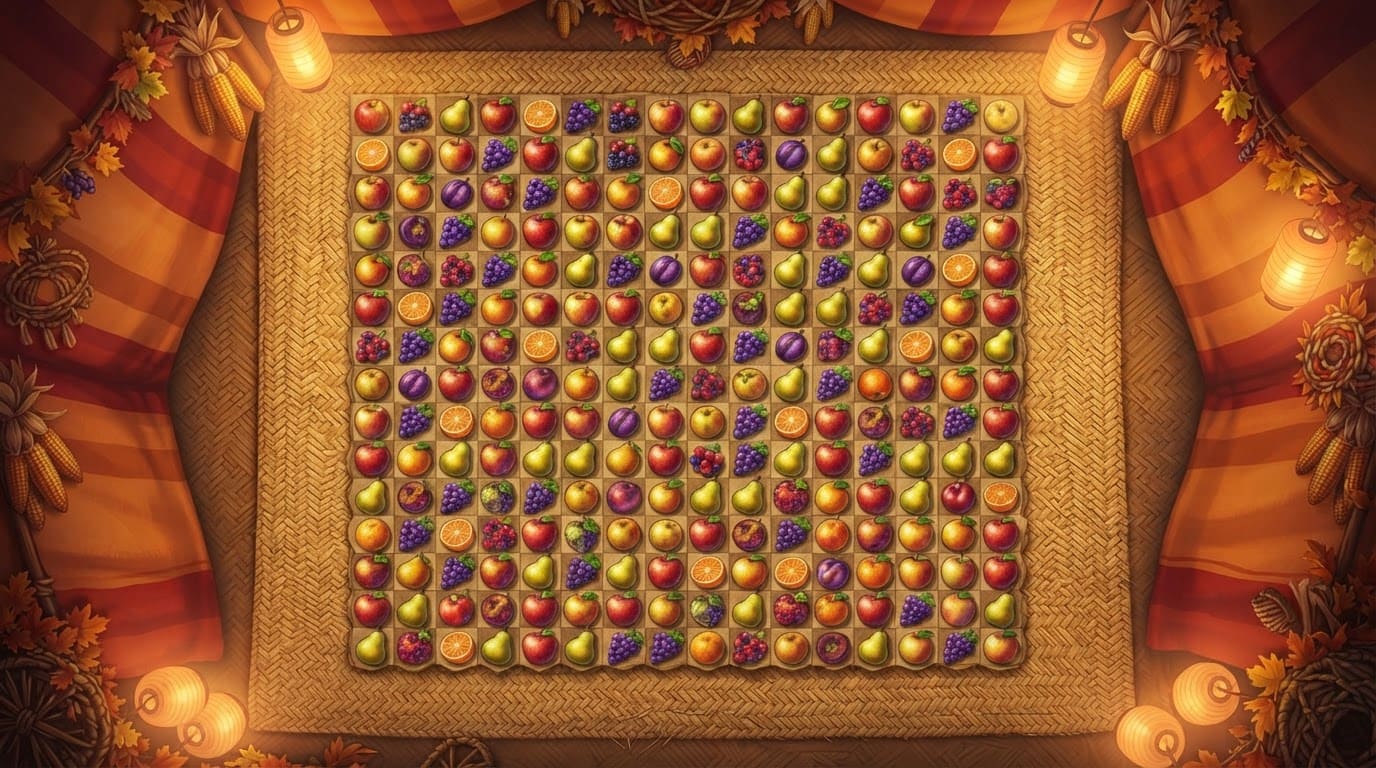 A colorful harvest festival tent