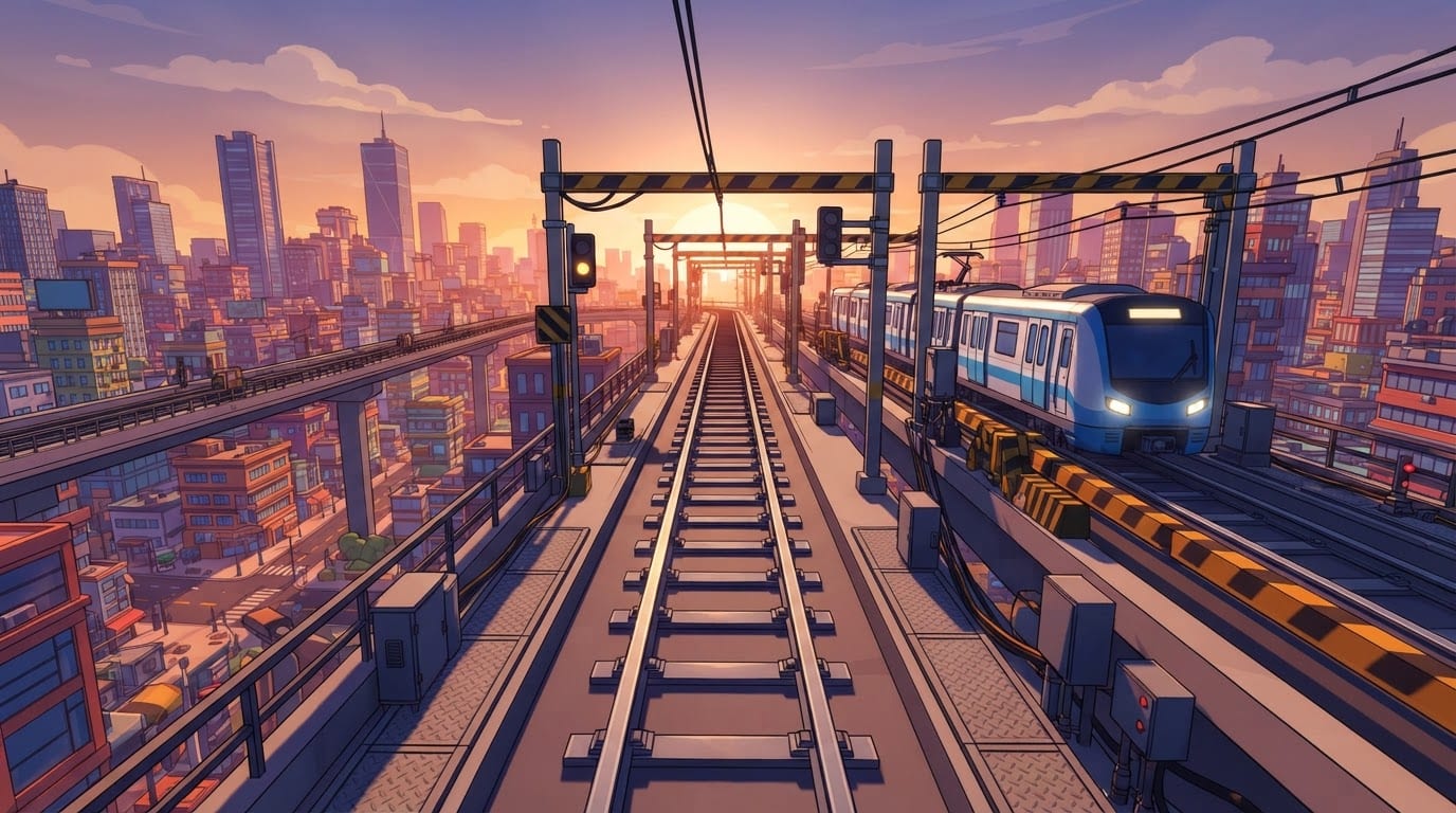 Elevated subway rail tracks
