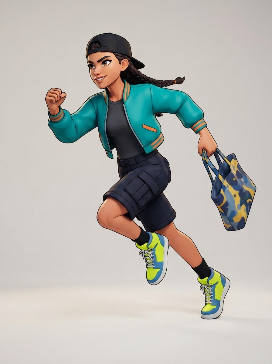 Bold girl with cap and braids