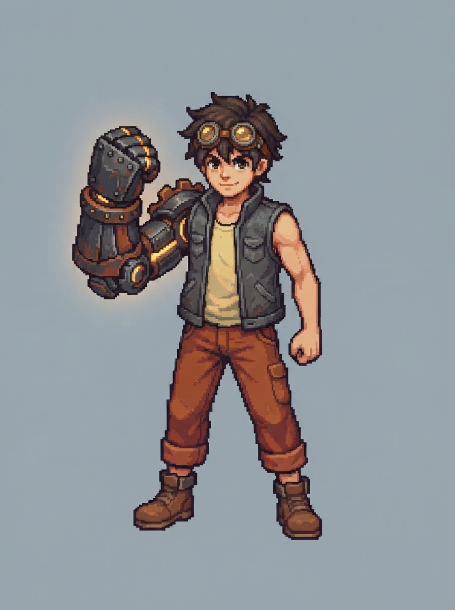 Chico mecánico con brazo de metal