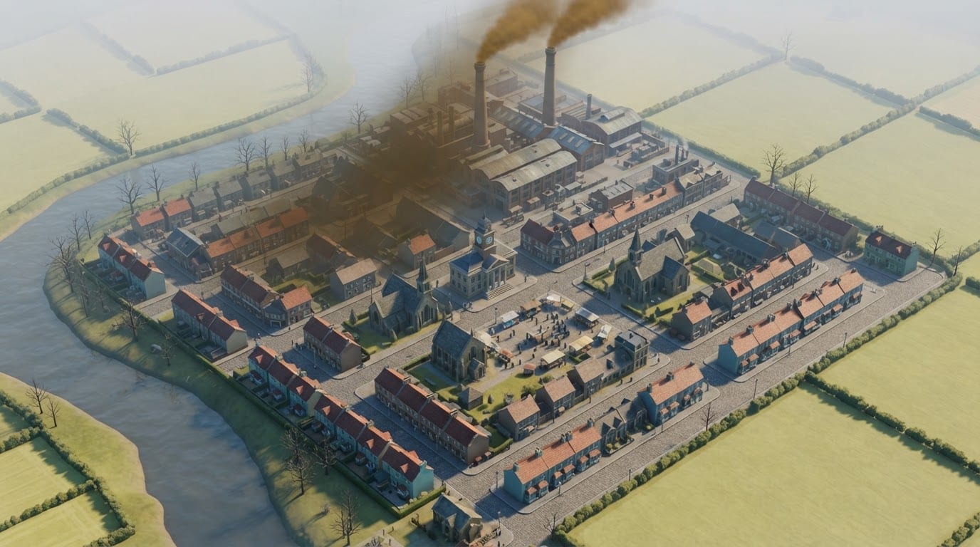 Small industrial factory town