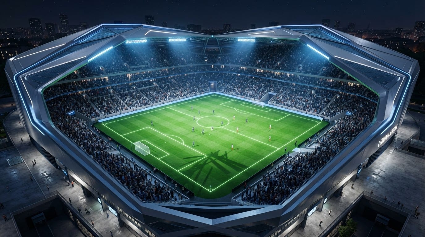 Estadio futurista nocturno