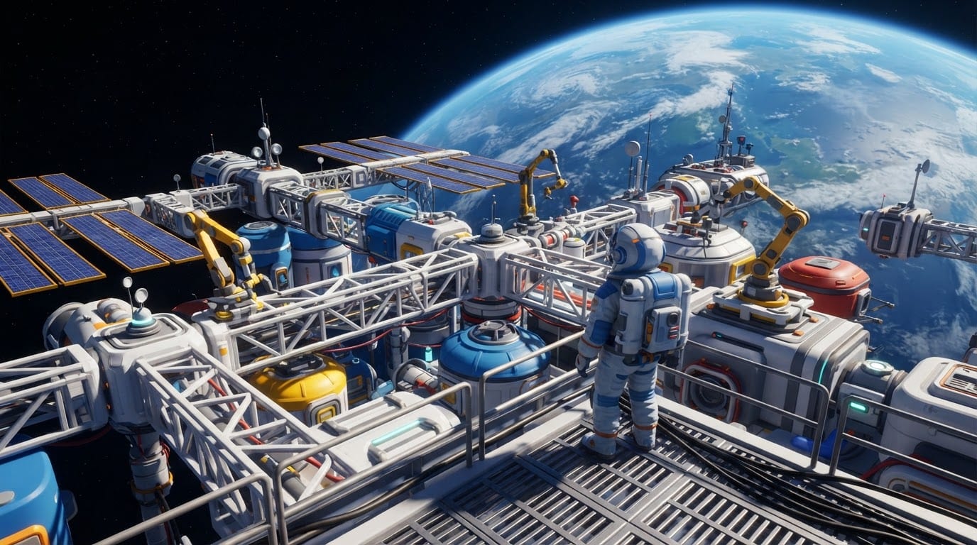 Estación orbital en construcción