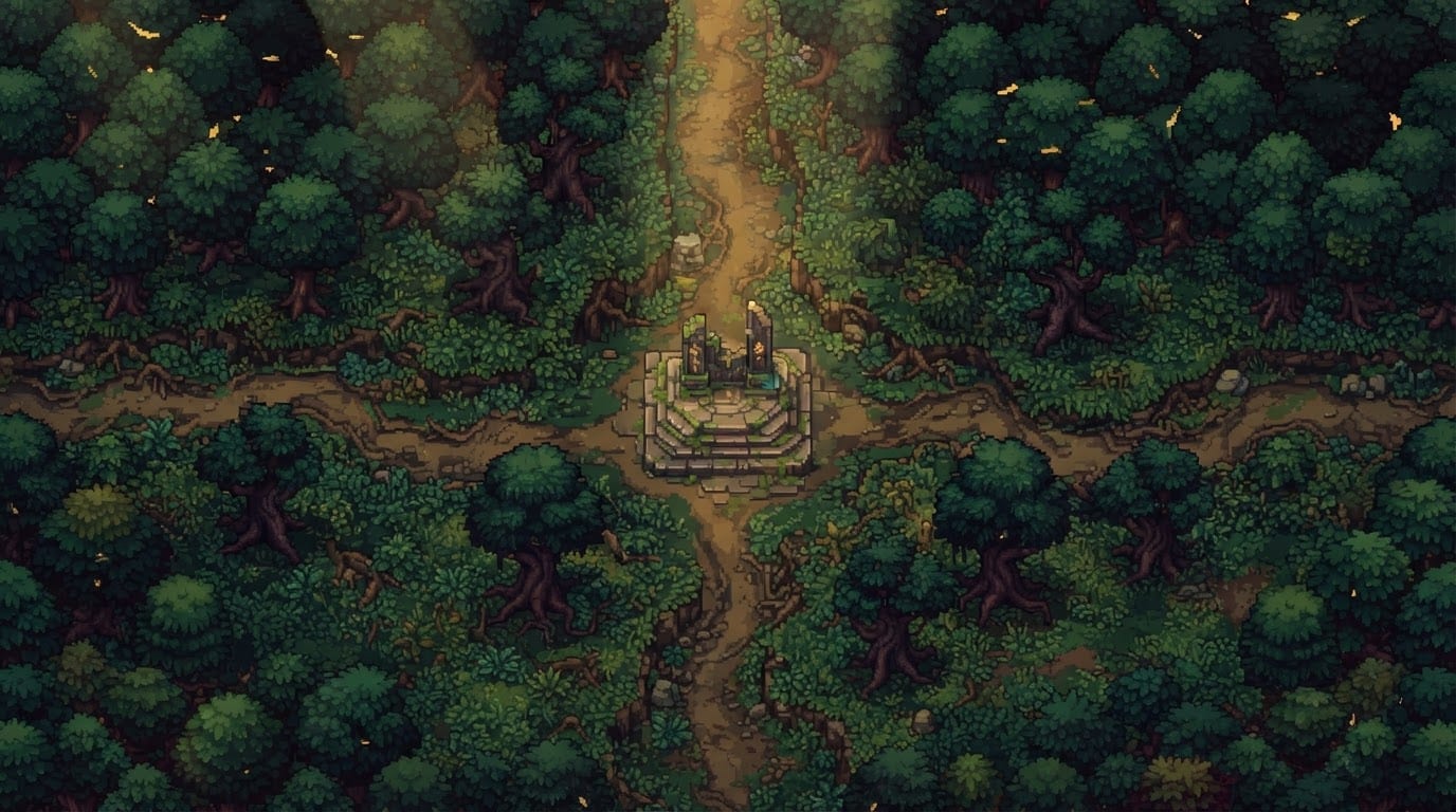Ancient enchanted deep forest