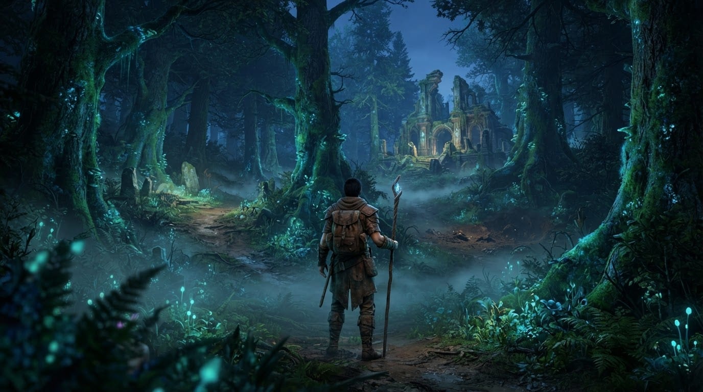 Floresta densa e nebulosa
