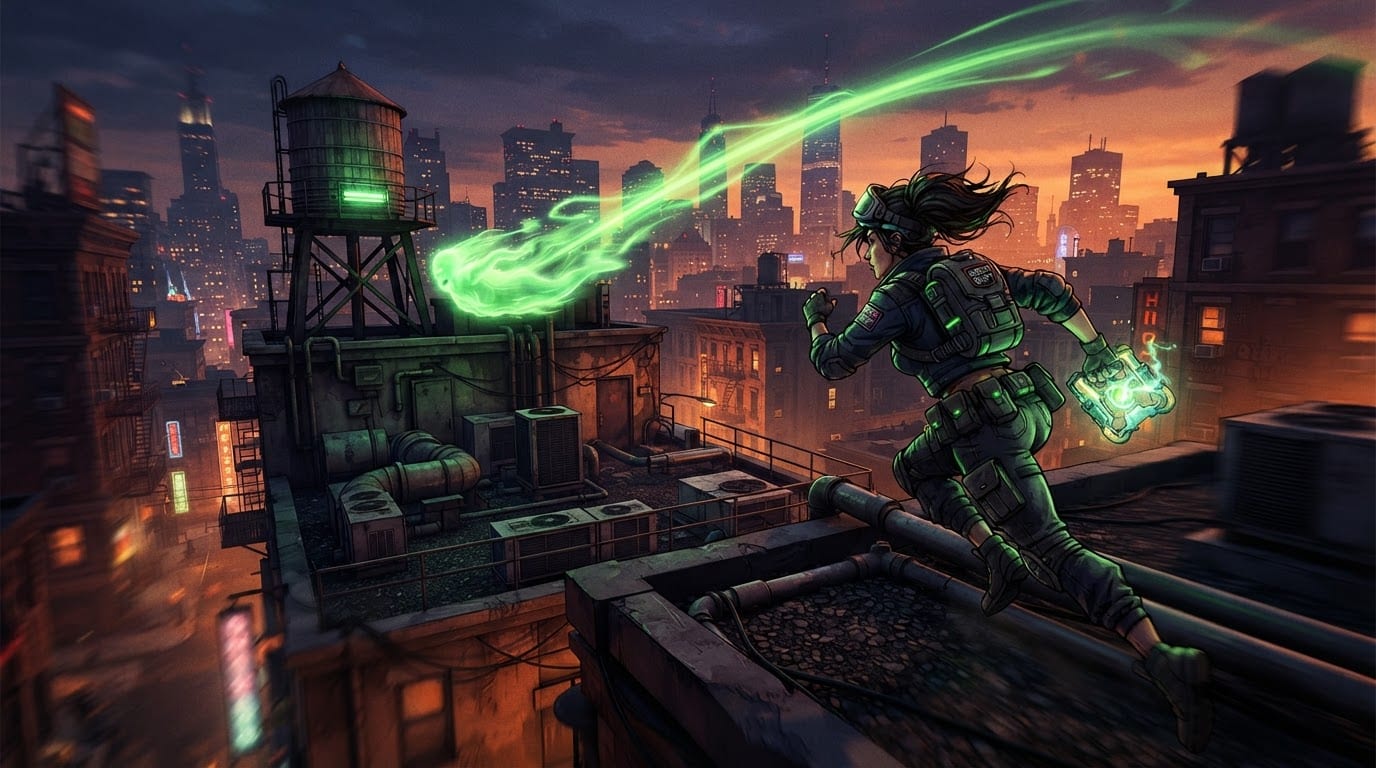 Chase a ghost through rooftops
