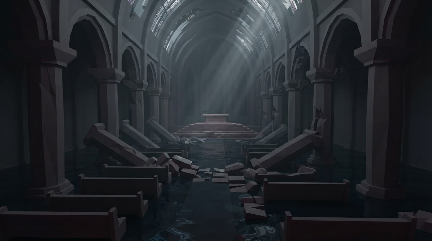 The sunken cathedral interior