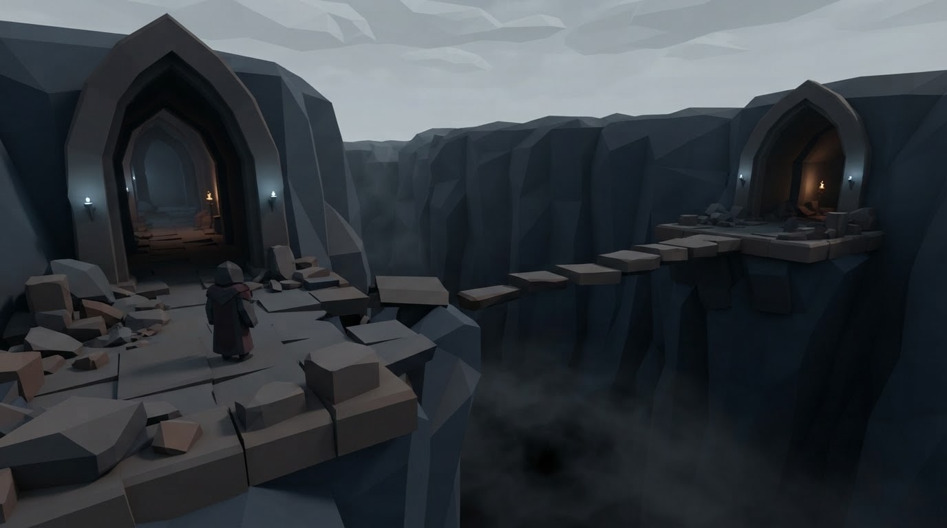 The collapsed bridge ravine