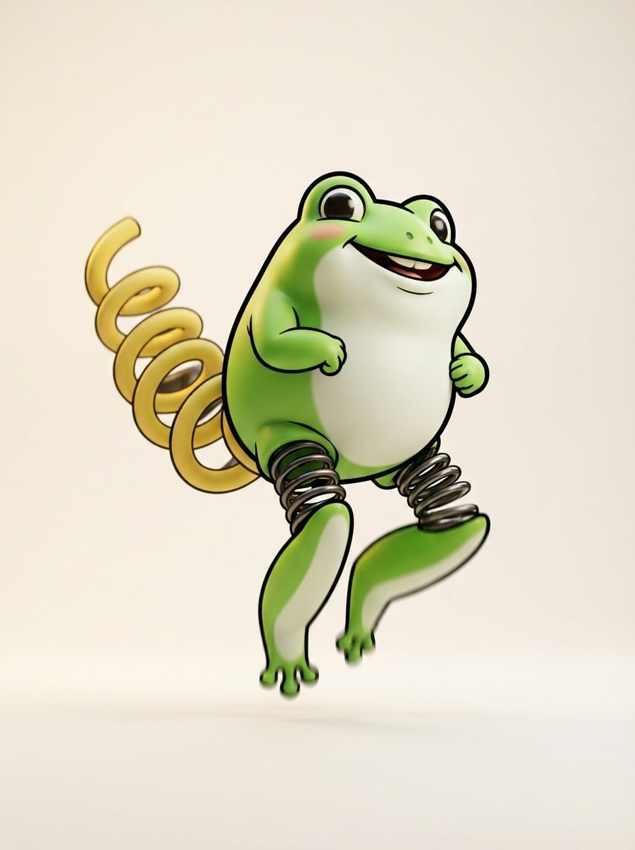 A bouncy rubber frog