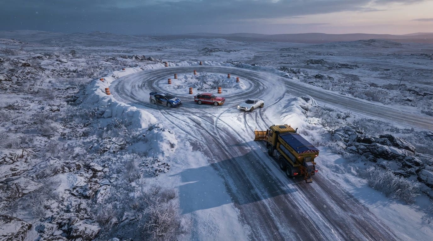 Drift across snow and ice roads