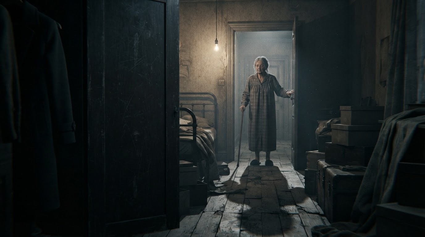 Sneak past her searching rooms