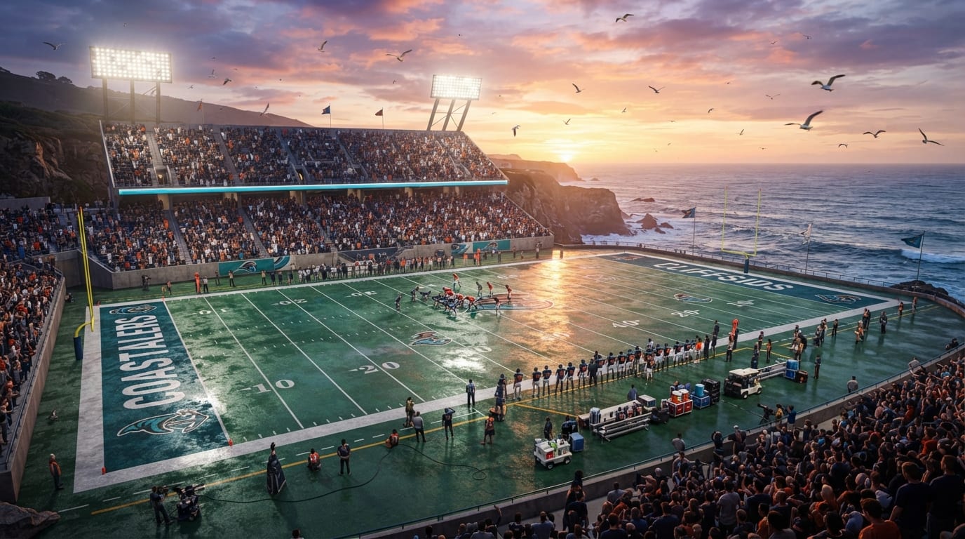 Coastal evening stadium