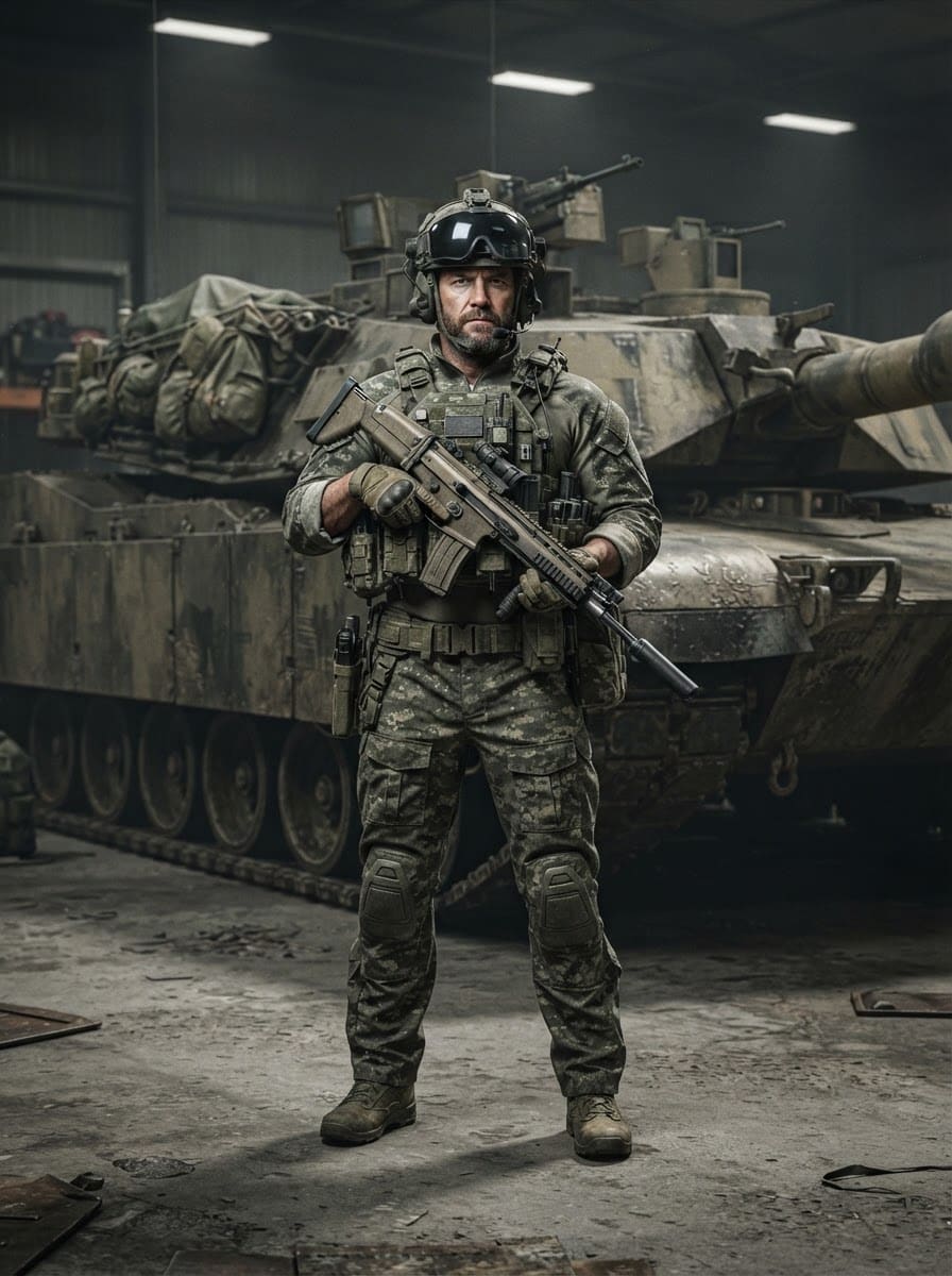 Sargento blindado con tanque