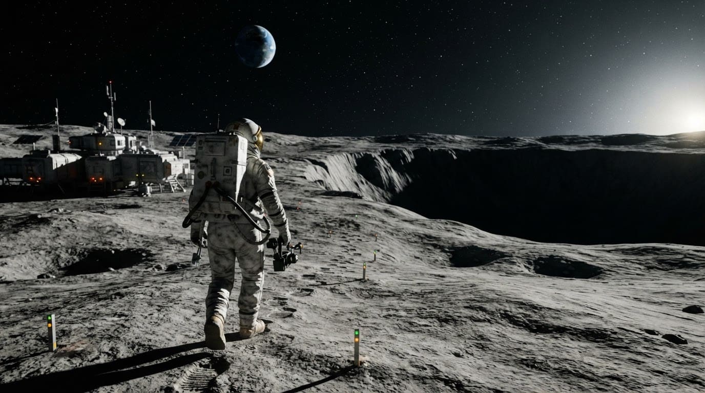 Open lunar surface traversal route