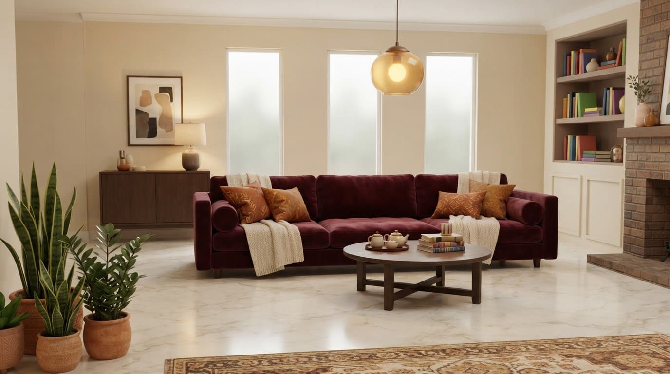 Estudio elegante con sofá