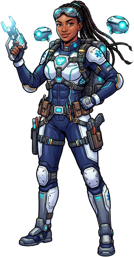 Image: DRONA, a field engineer medic superheroine: navy b