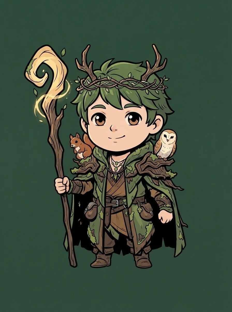 Druida da floresta — chibi