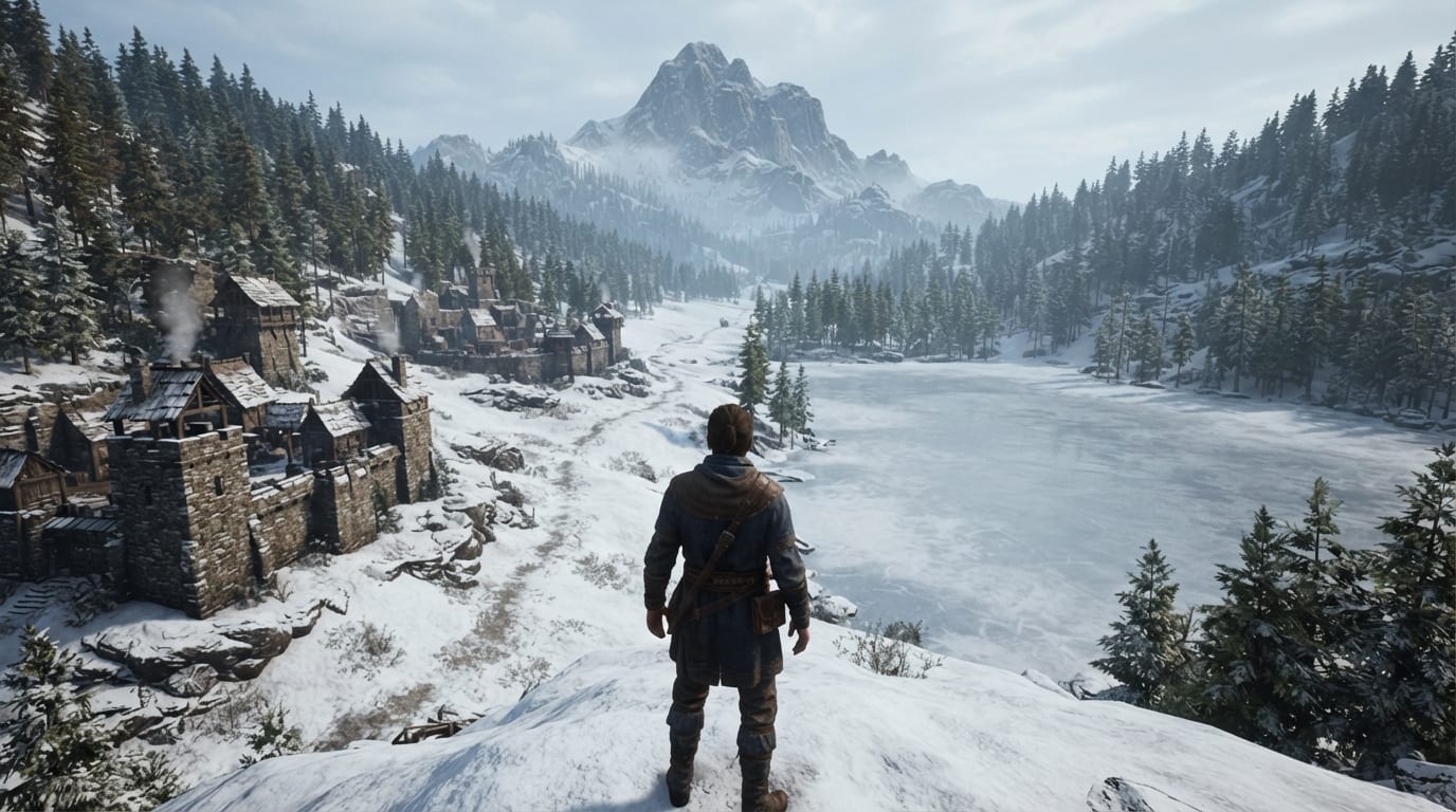 Valle entre montañas nevadas