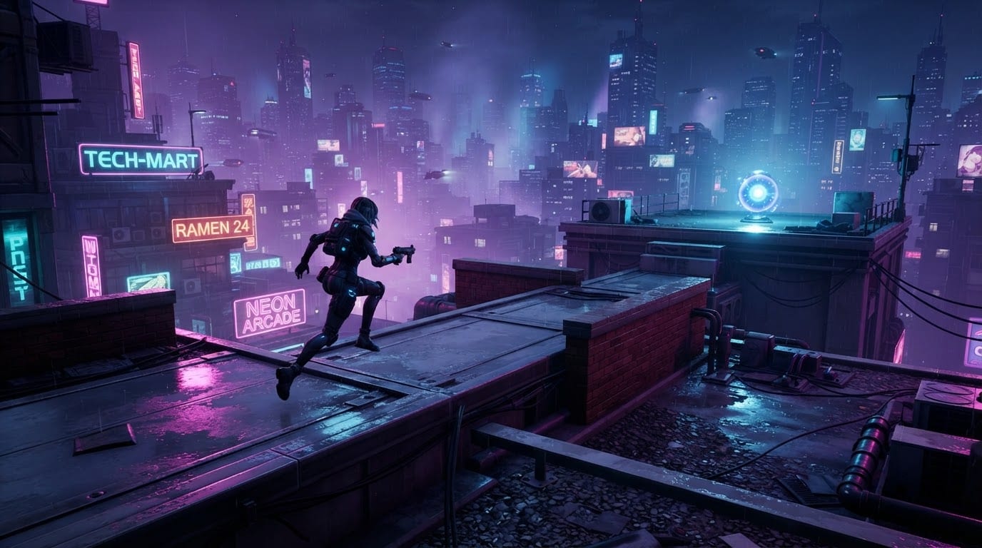 Neon rooftop district